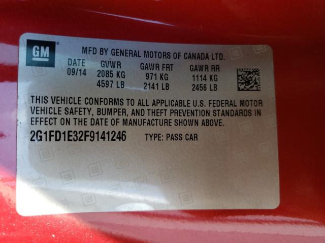 Photo 9 VIN: 2G1FD1E32F9141246 - CHEVROLET CAMARO LT 