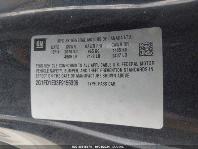 Photo 8 VIN: 2G1FD1E33F9156306 - CHEVROLET CAMARO 