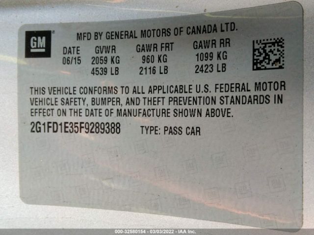 Photo 8 VIN: 2G1FD1E35F9289388 - CHEVROLET CAMARO 