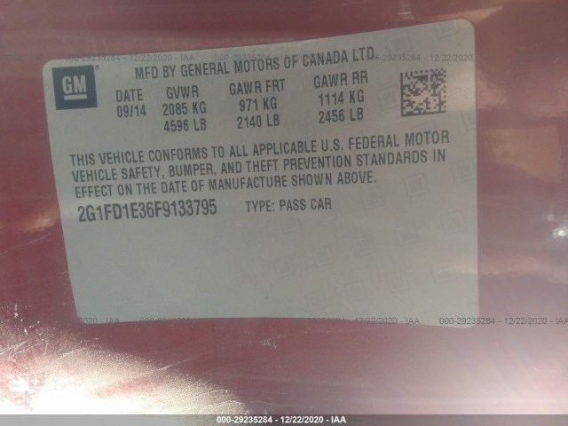 Photo 8 VIN: 2G1FD1E36F9133795 - CHEVROLET CAMARO 