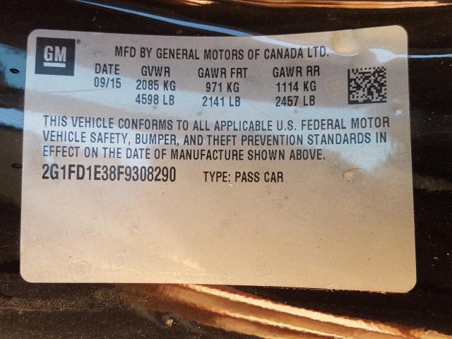 Photo 9 VIN: 2G1FD1E38F9308290 - CHEVROLET CAMARO LT 