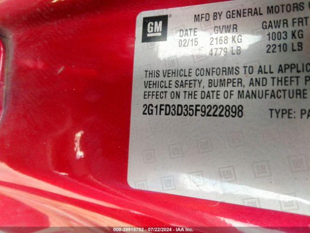 Photo 8 VIN: 2G1FD3D35F9222898 - CHEVROLET CAMARO 