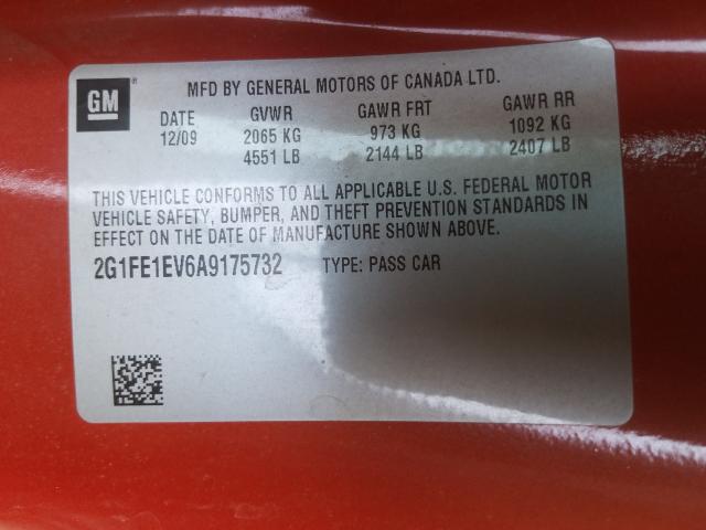 Photo 9 VIN: 2G1FE1EV6A9175732 - CHEVROLET CAMARO LS 