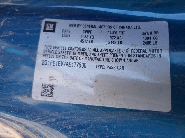 Photo 9 VIN: 2G1FE1EV7A9177800 - CHEVROLET CAMARO LS 