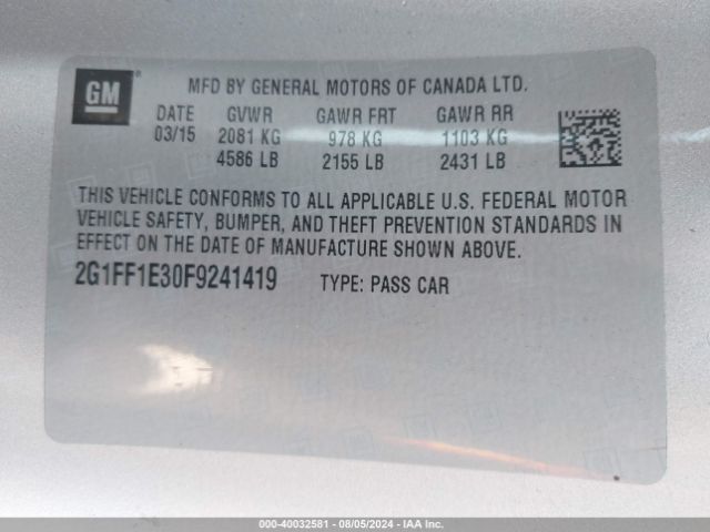 Photo 8 VIN: 2G1FF1E30F9241419 - CHEVROLET CAMARO 