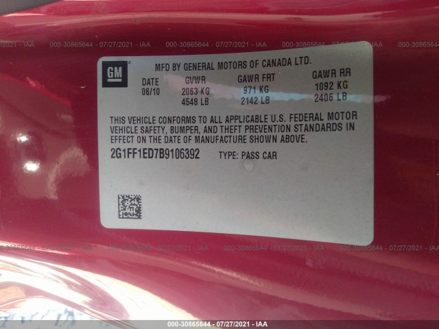 Photo 8 VIN: 2G1FF1ED7B9106392 - CHEVROLET CAMARO 