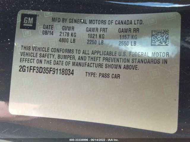 Photo 8 VIN: 2G1FF3D35F9118034 - CHEVROLET CAMARO 