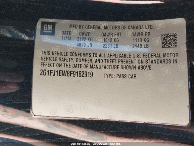 Photo 8 VIN: 2G1FJ1EW8F9182919 - CHEVROLET CAMARO 