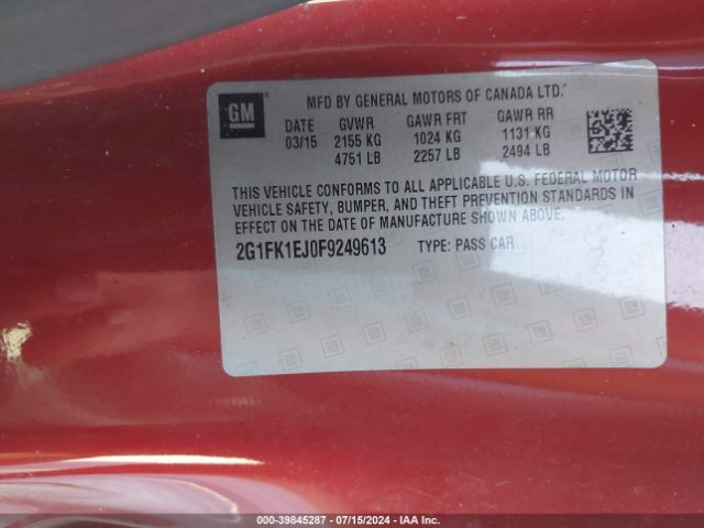 Photo 8 VIN: 2G1FK1EJ0F9249613 - CHEVROLET CAMARO 