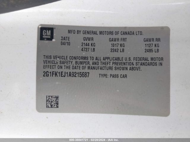 Photo 8 VIN: 2G1FK1EJ1A9215687 - CHEVROLET CAMARO 