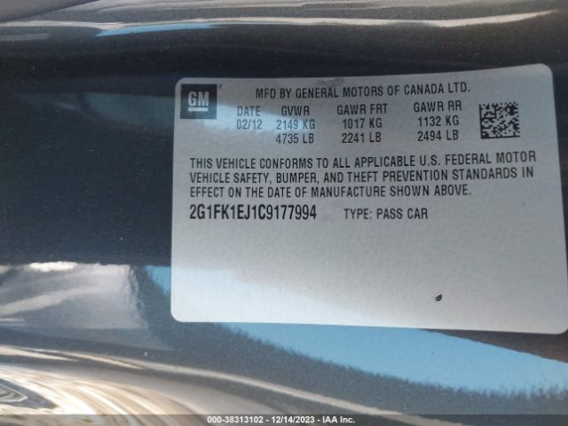 Photo 8 VIN: 2G1FK1EJ1C9177994 - CHEVROLET CAMARO 