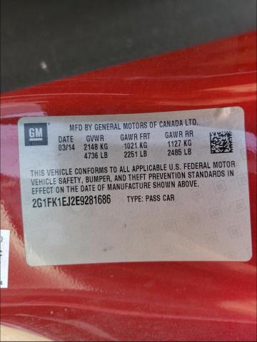 Photo 9 VIN: 2G1FK1EJ2E9281686 - CHEVROLET CAMARO 2SS 