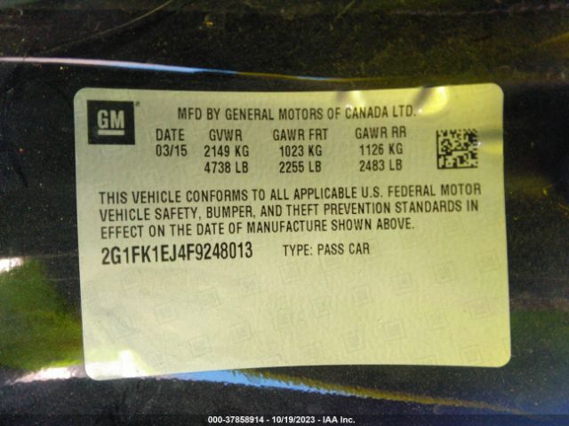 Photo 8 VIN: 2G1FK1EJ4F9248013 - CHEVROLET CAMARO 