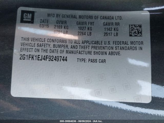 Photo 8 VIN: 2G1FK1EJ4F9249744 - CHEVROLET CAMARO 