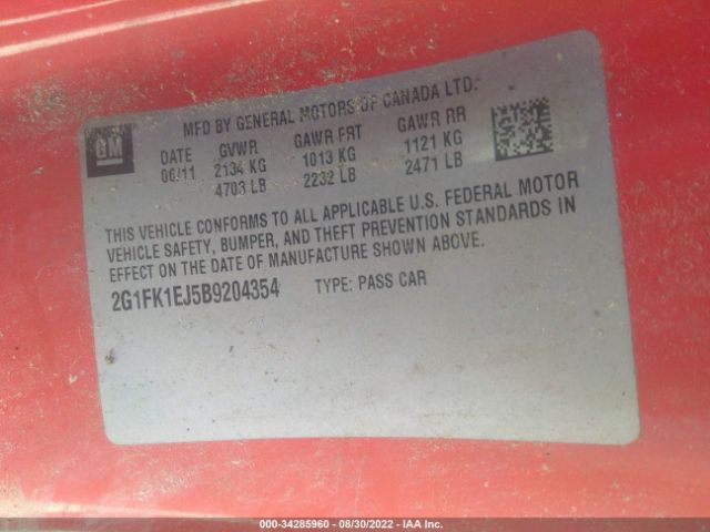 Photo 8 VIN: 2G1FK1EJ5B9204354 - CHEVROLET CAMARO 