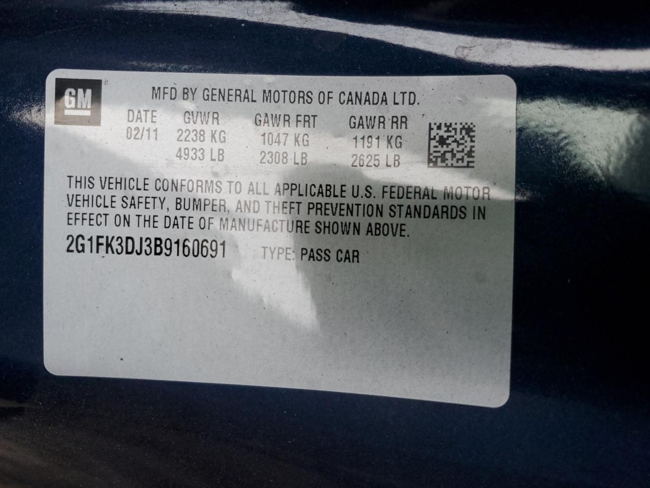 Photo 11 VIN: 2G1FK3DJ3B9160691 - CHEVROLET CAMARO 