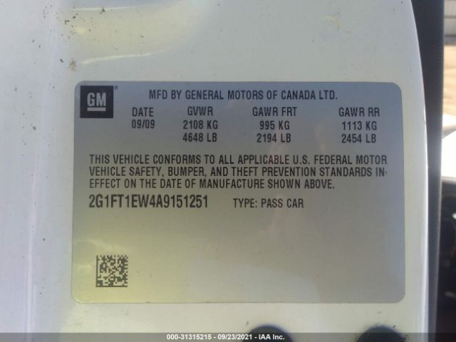 Photo 8 VIN: 2G1FT1EW4A9151251 - CHEVROLET CAMARO 