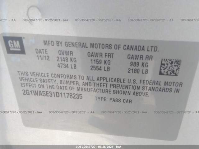 Photo 8 VIN: 2G1WA5E31D1178235 - CHEVROLET IMPALA 