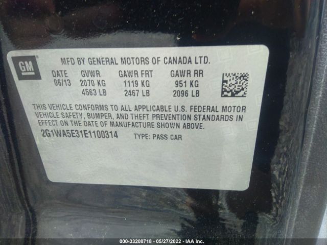 Photo 8 VIN: 2G1WA5E31E1100314 - CHEVROLET IMPALA LIMITED 