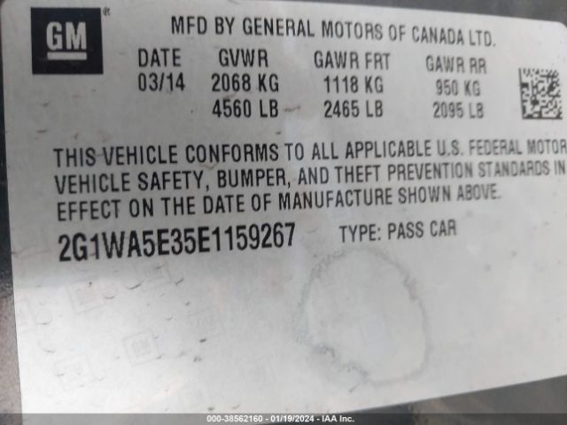 Photo 8 VIN: 2G1WA5E35E1159267 - CHEVROLET IMPALA LIMITED 