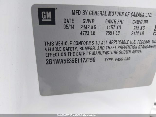 Photo 8 VIN: 2G1WA5E35E1172150 - CHEVROLET IMPALA LIMITED 