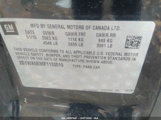 Photo 8 VIN: 2G1WA5E36F1133519 - CHEVROLET IMPALA LIMITED 