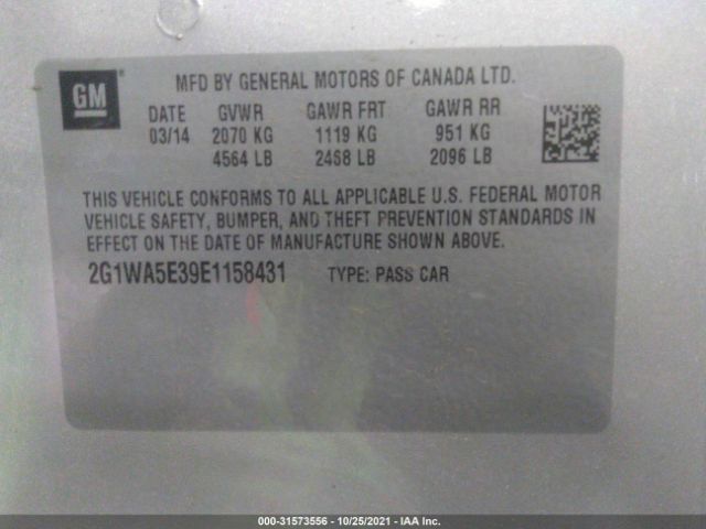 Photo 8 VIN: 2G1WA5E39E1158431 - CHEVROLET IMPALA LIMITED 