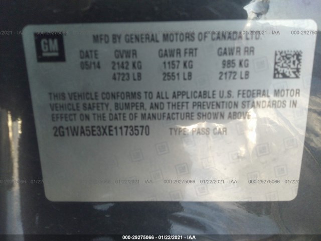 Photo 8 VIN: 2G1WA5E3XE1173570 - CHEVROLET IMPALA LIMITED 