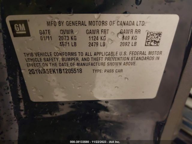 Photo 8 VIN: 2G1WA5EK1B1205518 - CHEVROLET IMPALA 