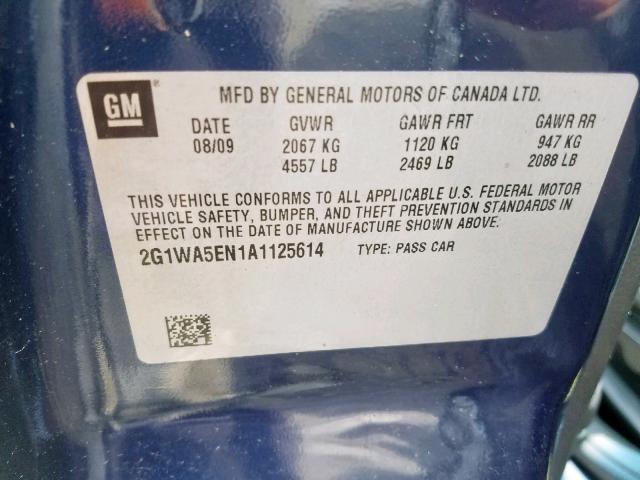 Photo 9 VIN: 2G1WA5EN1A1125614 - CHEVROLET IMPALA LS 