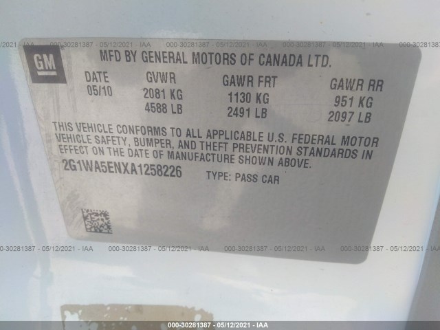 Photo 8 VIN: 2G1WA5ENXA1258226 - CHEVROLET IMPALA 