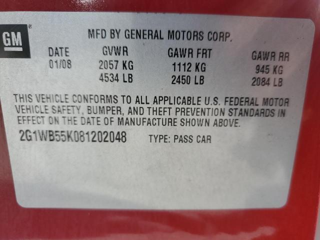 Photo 12 VIN: 2G1WB55K081202048 - CHEVROLET IMPALA 