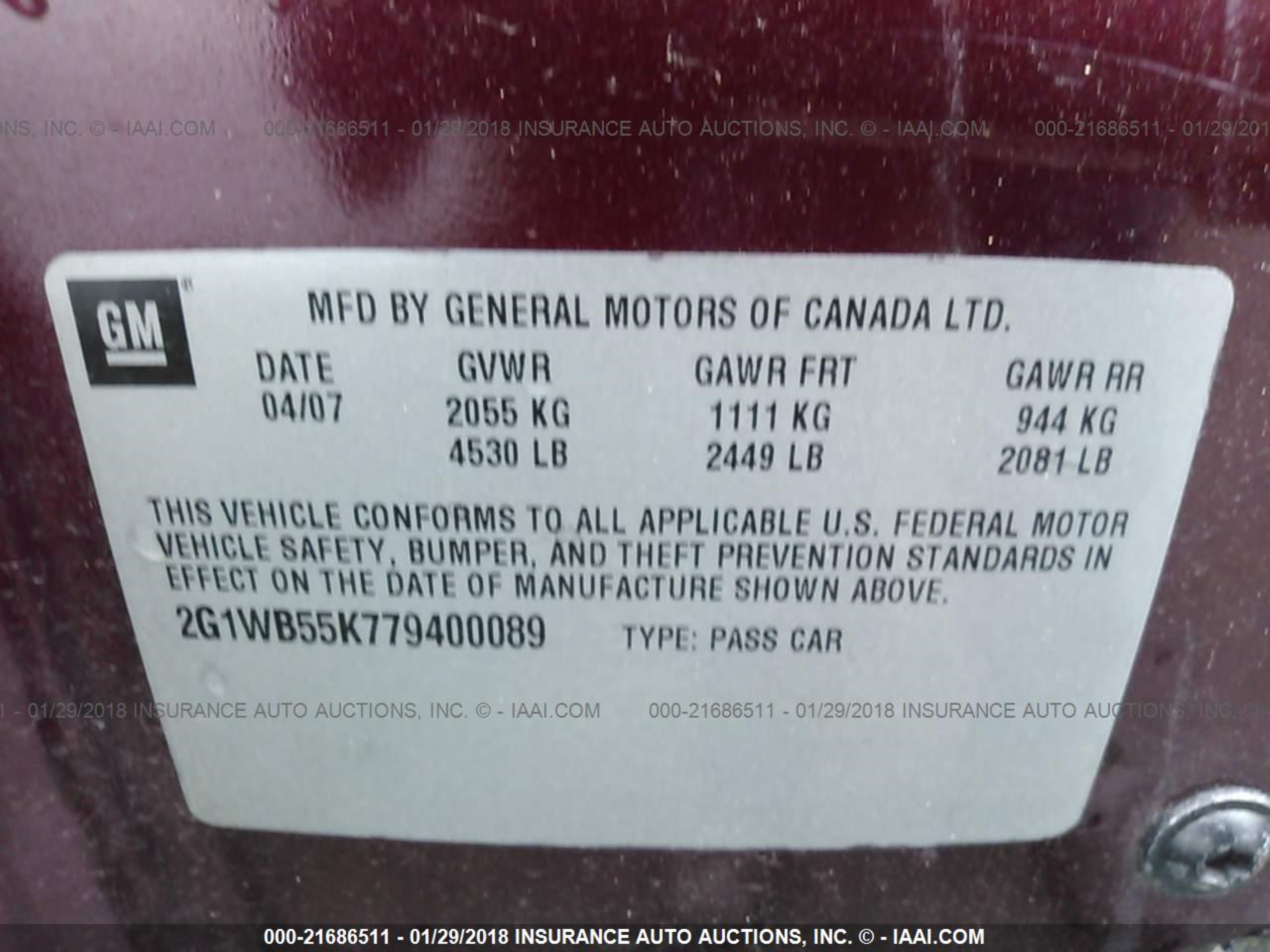 Photo 8 VIN: 2G1WB55K779400089 - CHEVROLET IMPALA 