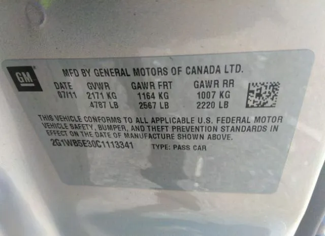 Photo 8 VIN: 2G1WB5E30C1113341 - CHEVROLET IMPALA 