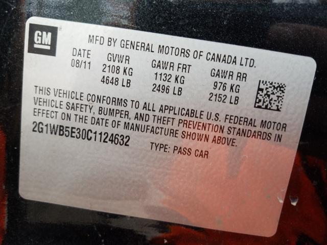 Photo 9 VIN: 2G1WB5E30C1124632 - CHEVROLET IMPALA LT 