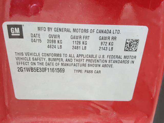 Photo 9 VIN: 2G1WB5E30F1161569 - CHEVROLET IMPALA LIM 