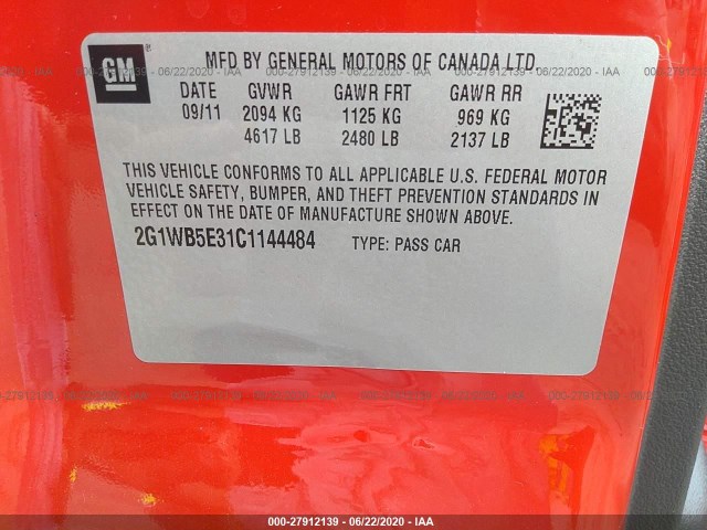 Photo 8 VIN: 2G1WB5E31C1144484 - CHEVROLET IMPALA 