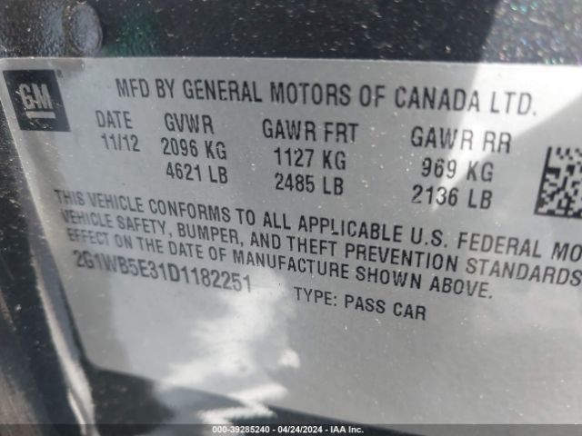 Photo 8 VIN: 2G1WB5E31D1182251 - CHEVROLET IMPALA 