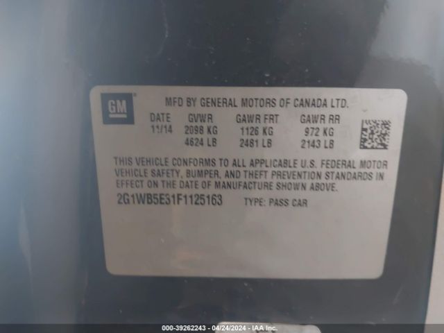 Photo 8 VIN: 2G1WB5E31F1125163 - CHEVROLET IMPALA LIMITED 