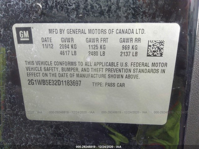 Photo 8 VIN: 2G1WB5E32D1183697 - CHEVROLET IMPALA 