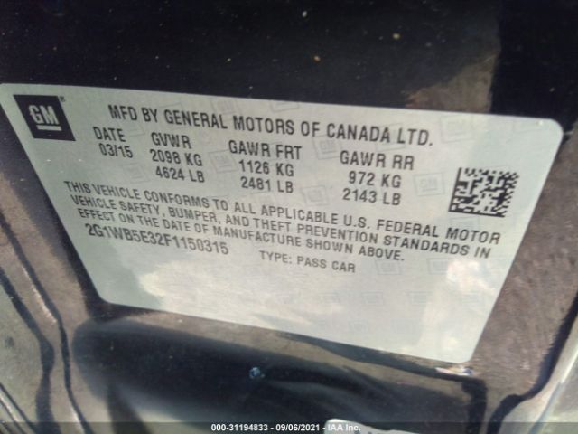 Photo 8 VIN: 2G1WB5E32F1150315 - CHEVROLET IMPALA LIMITED 