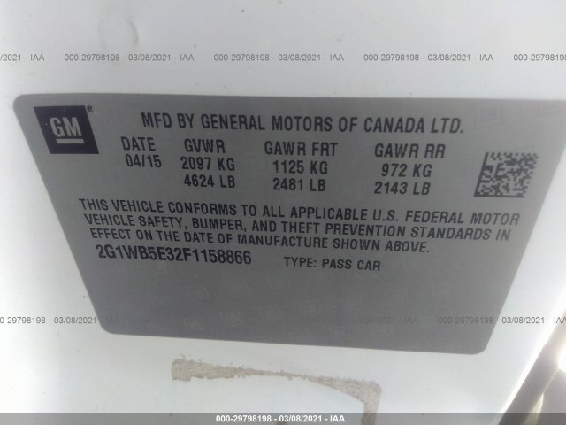 Photo 8 VIN: 2G1WB5E32F1158866 - CHEVROLET IMPALA LIMITED 