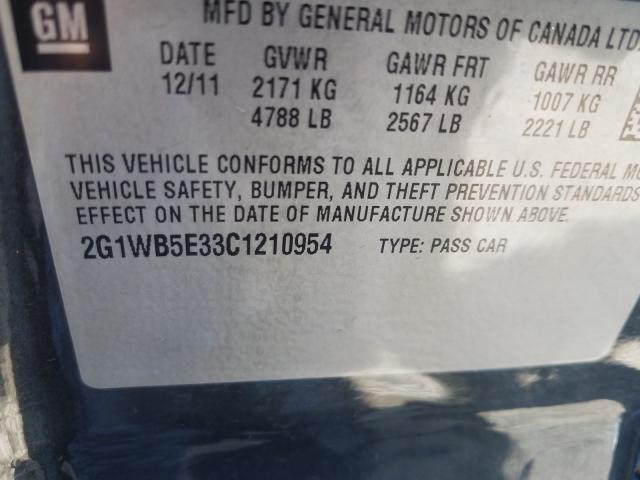 Photo 9 VIN: 2G1WB5E33C1210954 - CHEVROLET IMPALA 