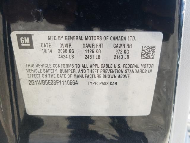 Photo 9 VIN: 2G1WB5E33F1110664 - CHEVROLET IMPALA LIM 