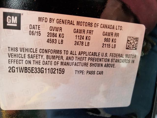 Photo 9 VIN: 2G1WB5E33G1102159 - CHEVROLET IMPALA LIM 