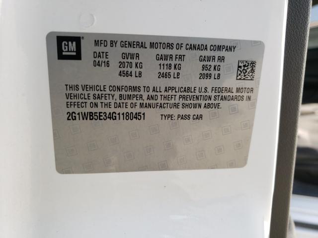 Photo 9 VIN: 2G1WB5E34G1180451 - CHEVROLET IMPALA LIM 