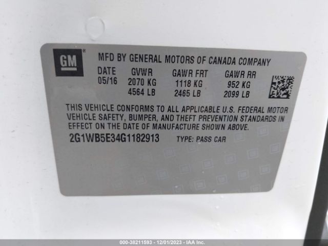 Photo 8 VIN: 2G1WB5E34G1182913 - CHEVROLET IMPALA LIMITED 