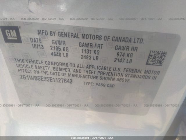 Photo 8 VIN: 2G1WB5E35E1127643 - CHEVROLET IMPALA LIMITED 