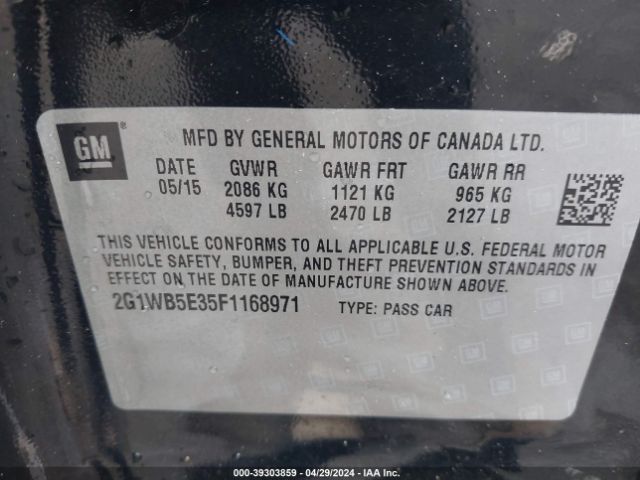 Photo 8 VIN: 2G1WB5E35F1168971 - CHEVROLET IMPALA LIMITED 