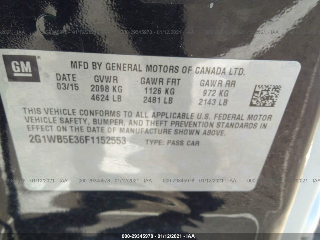 Photo 8 VIN: 2G1WB5E36F1152553 - CHEVROLET IMPALA LIMITED 